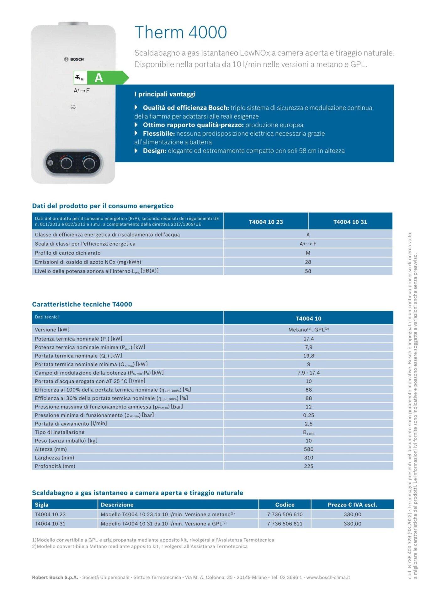 Bosch Therm 4204 caratteristiche